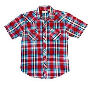 Roper Women’s Western Short Sleeve Pearl Snap Plaid Shirt – XL